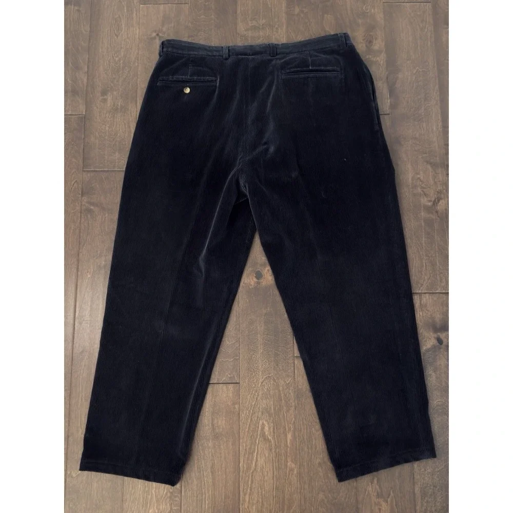 Nautica Mens Navy Blue Corduroy Pleated Front Cuff Classic Fit Pants Size 40X30